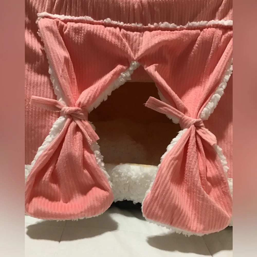 Cat Bed with Curtains, Cat Hideout, Cat Cave, Foldable Cat Bed, Size L